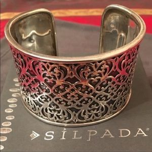 Silpada sterling silver filagree scroll cuff, heart shaped filagree design